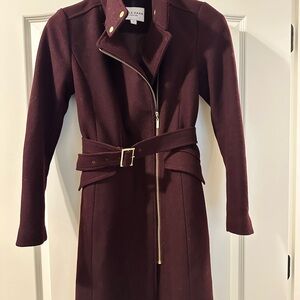 COAT CLOSET CLEAN OUT: Cole Haan Signature Belted Burgundy Coat